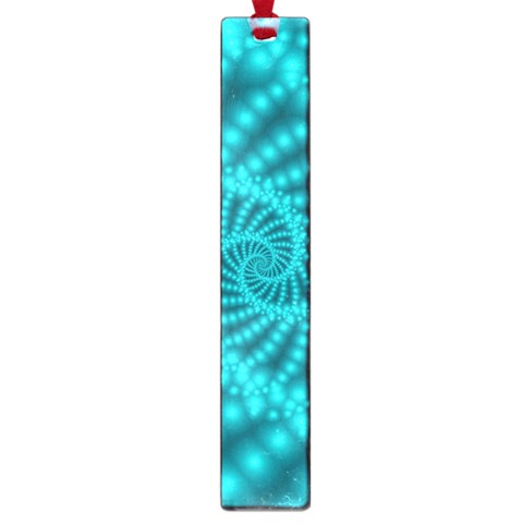 Glossy Pastel Blue Beaded Spiral Fractal Large Book Mark from ArtsNow.com Front