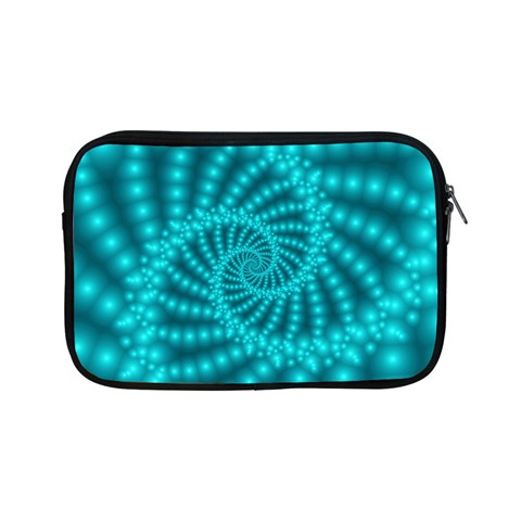 Glossy Pastel Blue Beaded Spiral Fractal Apple iPad Mini Zipper Case from ArtsNow.com Front