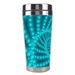 Glossy Pastel Blue Beaded Spiral Fractal Stainless Steel Travel Tumbler