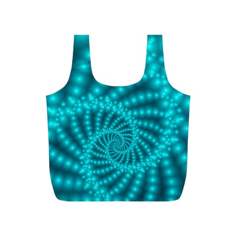 Glossy Pastel Blue Beaded Spiral Fractal Full Print Recycle Bag (S) from ArtsNow.com Front