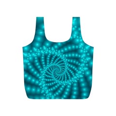 Glossy Pastel Blue Beaded Spiral Fractal Full Print Recycle Bag (S) from ArtsNow.com Front