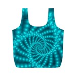 Glossy Pastel Blue Beaded Spiral Fractal Full Print Recycle Bag (M)