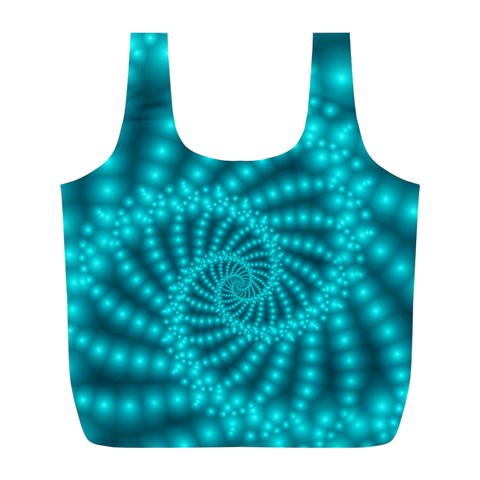 Glossy Pastel Blue Beaded Spiral Fractal Full Print Recycle Bag (L) from ArtsNow.com Back