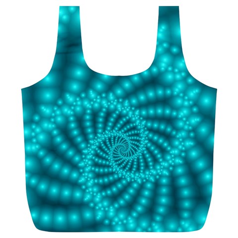 Glossy Pastel Blue Beaded Spiral Fractal Full Print Recycle Bag (XL) from ArtsNow.com Front