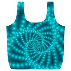 Glossy Pastel Blue Beaded Spiral Fractal Full Print Recycle Bag (XL) from ArtsNow.com Front