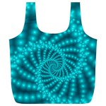 Glossy Pastel Blue Beaded Spiral Fractal Full Print Recycle Bag (XL)