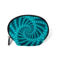 Glossy Pastel Blue Beaded Spiral Fractal Accessory Pouch (Small) from ArtsNow.com Back