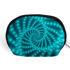 Glossy Pastel Blue Beaded Spiral Fractal Accessory Pouch (Medium) from ArtsNow.com Front