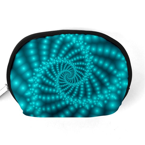 Glossy Pastel Blue Beaded Spiral Fractal Accessory Pouch (Medium) from ArtsNow.com Back