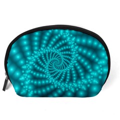 Glossy Pastel Blue Beaded Spiral Fractal Accessory Pouch (Large) from ArtsNow.com Back