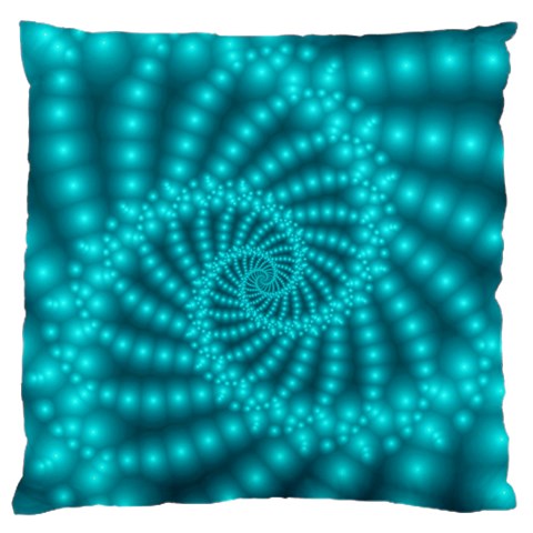 Glossy Pastel Blue Beaded Spiral Fractal Standard Flano Cushion Case (One Side) from ArtsNow.com Front