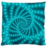 Glossy Pastel Blue Beaded Spiral Fractal Large Flano Cushion Case (One Side)