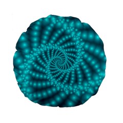 Glossy Pastel Blue Beaded Spiral Fractal Standard 15  Premium Flano Round Cushion  from ArtsNow.com Front