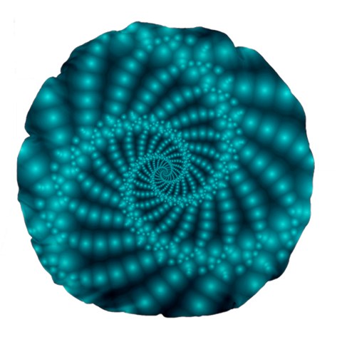 Glossy Pastel Blue Beaded Spiral Fractal Large 18  Premium Flano Round Cushion  from ArtsNow.com Front