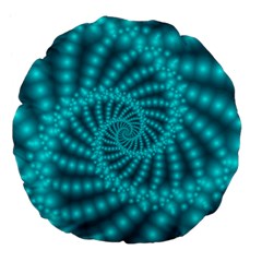 Glossy Pastel Blue Beaded Spiral Fractal Large 18  Premium Flano Round Cushion  from ArtsNow.com Front