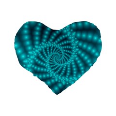 Glossy Pastel Blue Beaded Spiral Fractal Standard 16  Premium Flano Heart Shape Cushion  from ArtsNow.com Back