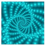 Glossy Pastel Blue Beaded Spiral Fractal Large Satin Scarf (Square)