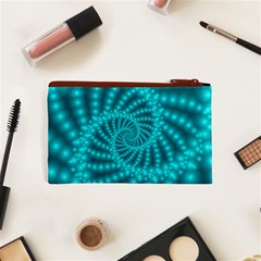 Glossy Pastel Blue Beaded Spiral Fractal Cosmetic Bag (XS) from ArtsNow.com Back