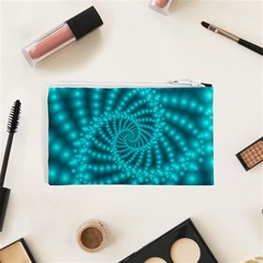 Glossy Pastel Blue Beaded Spiral Fractal Cosmetic Bag (XS) from ArtsNow.com Back