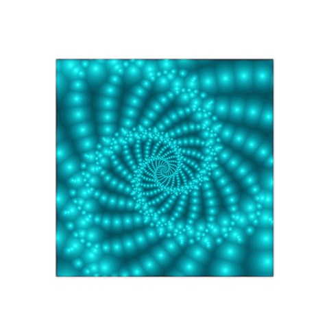 Glossy Pastel Blue Beaded Spiral Fractal Satin Bandana Scarf from ArtsNow.com Front