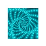 Glossy Pastel Blue Beaded Spiral Fractal Satin Bandana Scarf