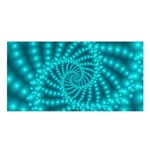 Glossy Pastel Blue Beaded Spiral Fractal Satin Shawl