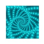 Glossy Pastel Blue Beaded Spiral Fractal Small Satin Scarf (Square)