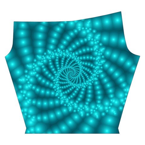 Glossy Pastel Blue Beaded Spiral Fractal Yoga Cropped Leggings from ArtsNow.com Left