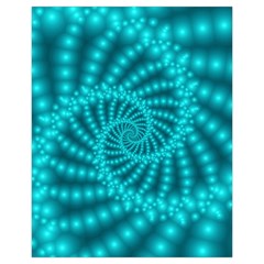 Glossy Pastel Blue Beaded Spiral Fractal Drawstring Pouch (XL) from ArtsNow.com Front