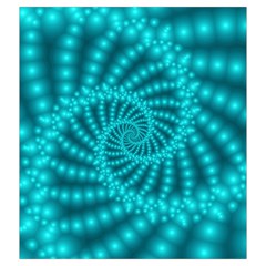 Glossy Pastel Blue Beaded Spiral Fractal Drawstring Pouch (XXL) from ArtsNow.com Back