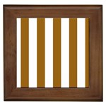 Vertical Stripes - White and Golden Brown Framed Tile