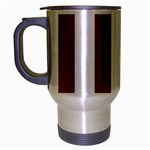 Vertical Stripes - White and Golden Brown Travel Mug (Silver Gray)