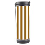 Vertical Stripes - White and Golden Brown Travel Tumbler