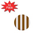 Vertical Stripes - White and Golden Brown 1  Mini Button (10 pack)