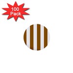 Vertical Stripes - White and Golden Brown 1  Mini Button (100 pack)