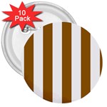 Vertical Stripes - White and Golden Brown 3  Button (10 pack)