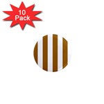 Vertical Stripes - White and Golden Brown 1  Mini Magnet (10 pack)