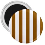 Vertical Stripes - White and Golden Brown 3  Magnet