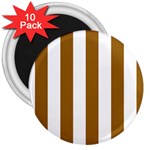 Vertical Stripes - White and Golden Brown 3  Magnet (10 pack)