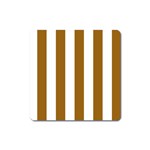 Vertical Stripes - White and Golden Brown Magnet (Square)