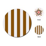 Vertical Stripes - White and Golden Brown Playing Cards (Round)