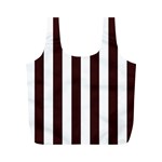 Vertical Stripes - White and Dark Sienna Brown Full Print Recycle Bag (M)