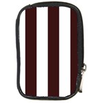 Vertical Stripes - White and Dark Sienna Brown Compact Camera Leather Case