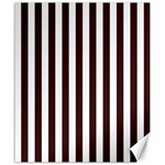 Vertical Stripes - White and Dark Sienna Brown Canvas 20  x 24 