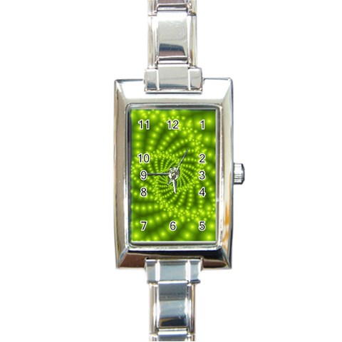 Glossy Lime Green Beaded Spiral Fractal Rectangle Italian Charm Watch from ArtsNow.com Front