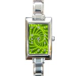 Glossy Lime Green Beaded Spiral Fractal Rectangle Italian Charm Watch