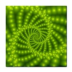 Glossy Lime Green Beaded Spiral Fractal Tile Coaster