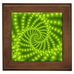 Glossy Lime Green Beaded Spiral Fractal Framed Tile