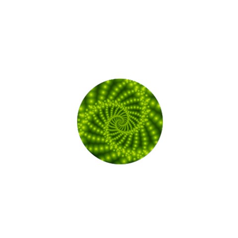 Glossy Lime Green Beaded Spiral Fractal 1  Mini Button from ArtsNow.com Front