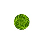 Glossy Lime Green Beaded Spiral Fractal 1  Mini Button